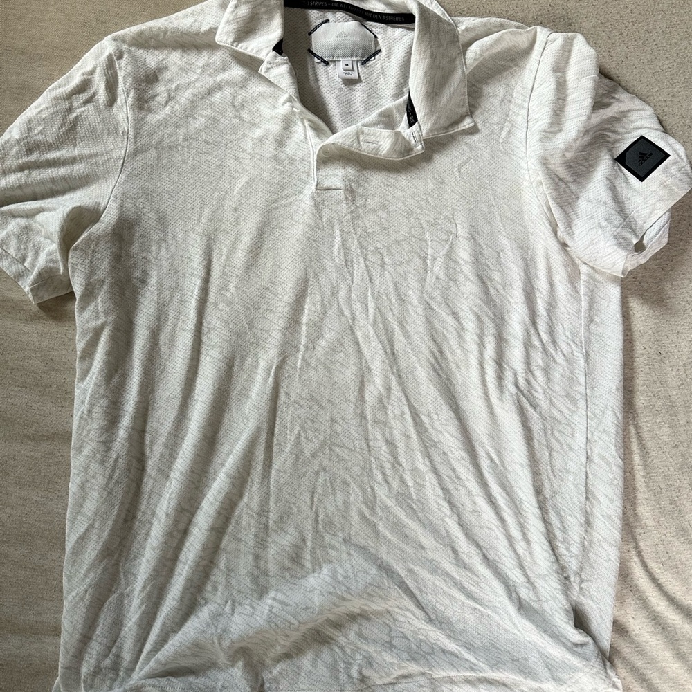 Adidas White Polo Adicross Golf Shirt Classic Design